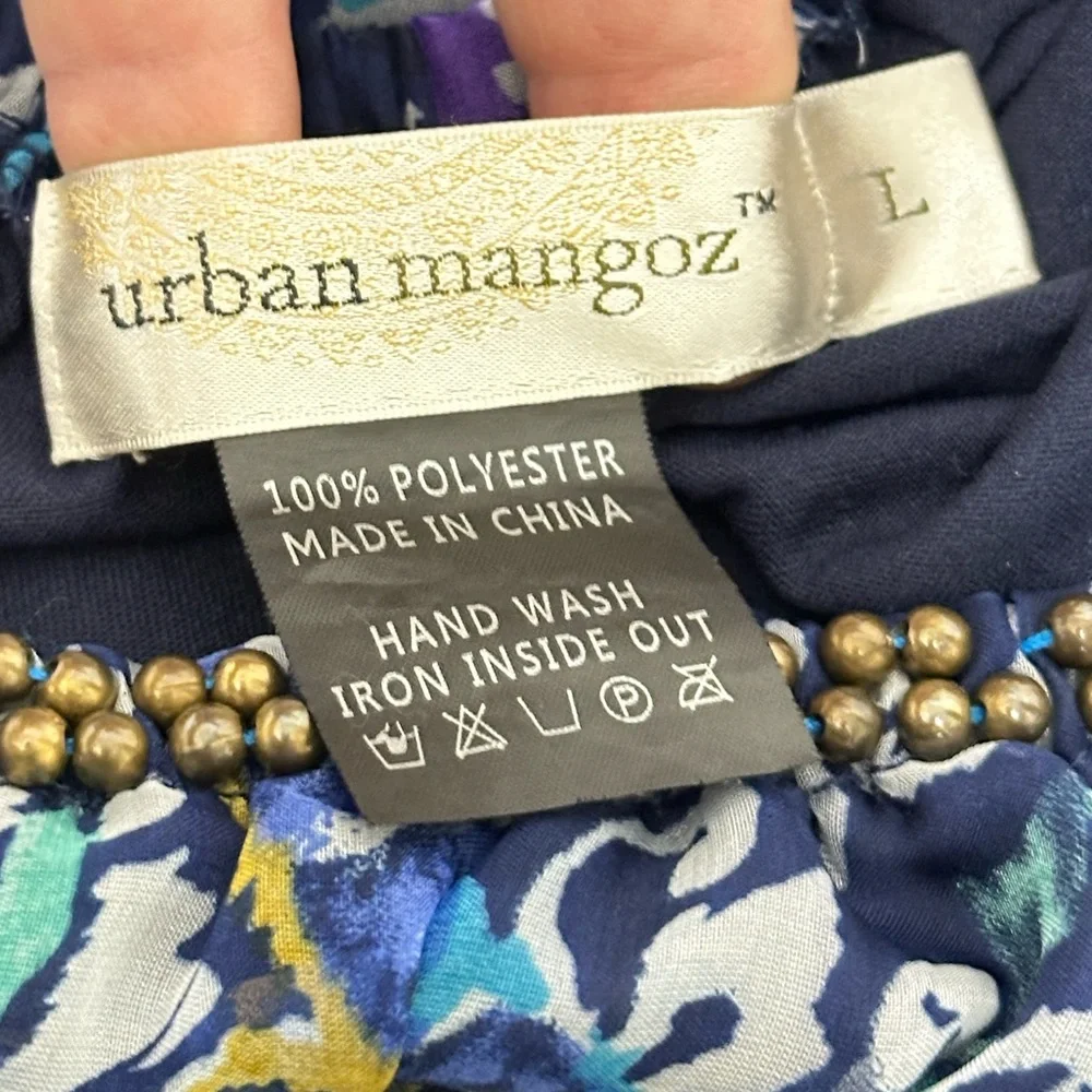 Urban Mangoz Blue Women’s‎ size L Bohemian Patterned Tunic Dress (D11)
